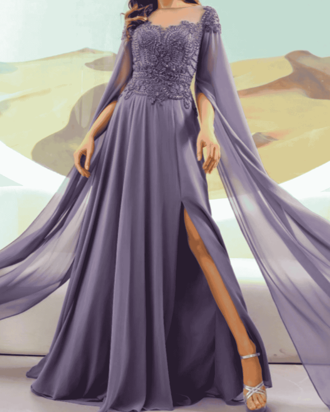 A mother of the bride in a beautiful a-line dress