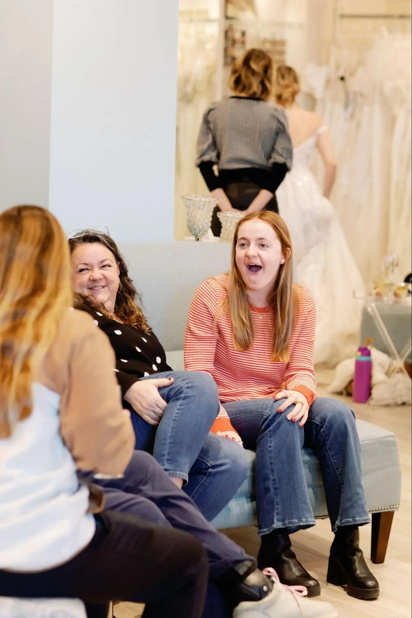 Bride friends during appointment