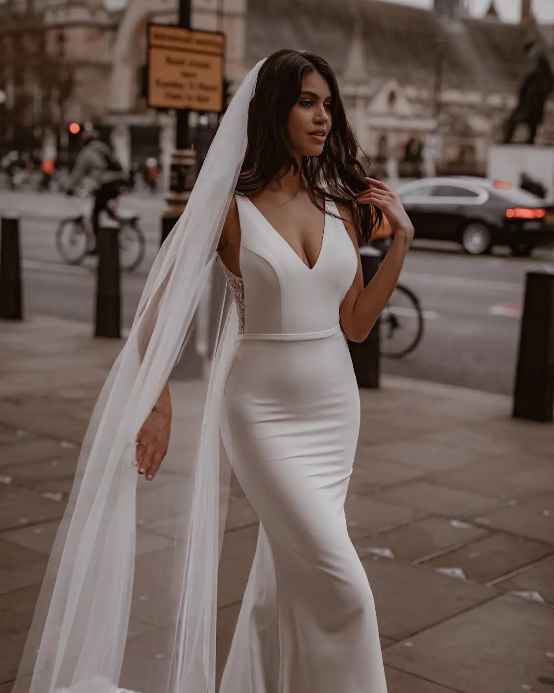 Model wearing style 'Valley' wedding dress from Made With Love