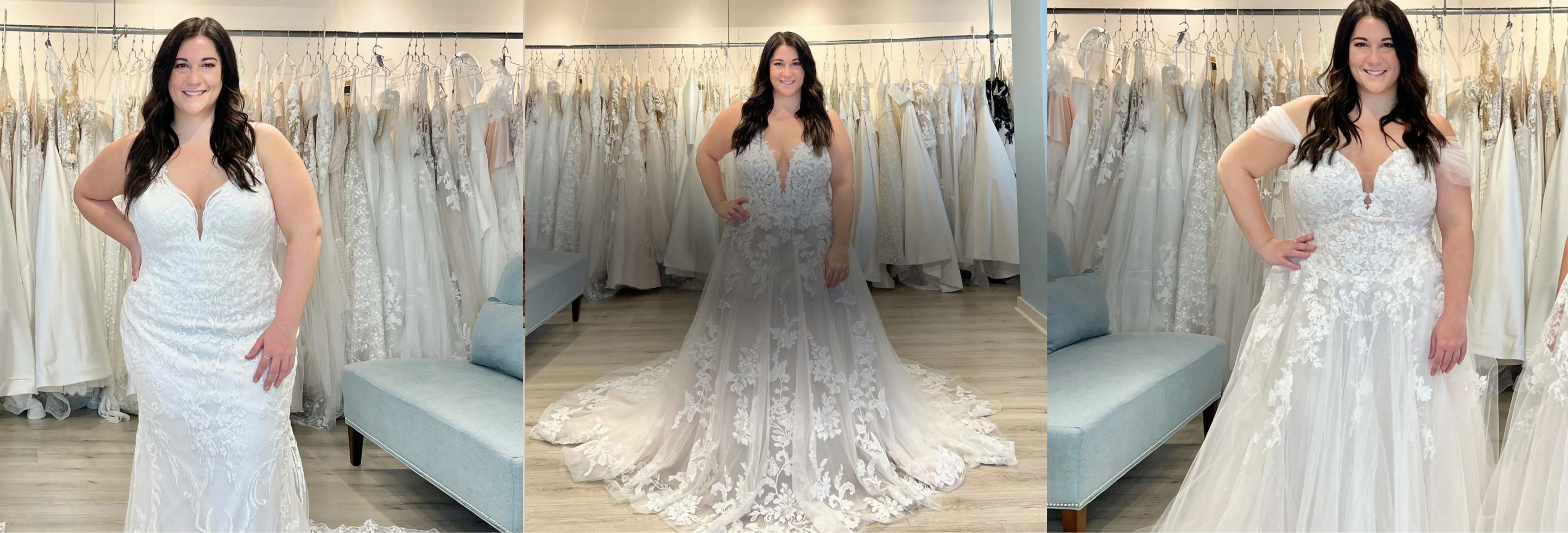 Model wearing a white gown