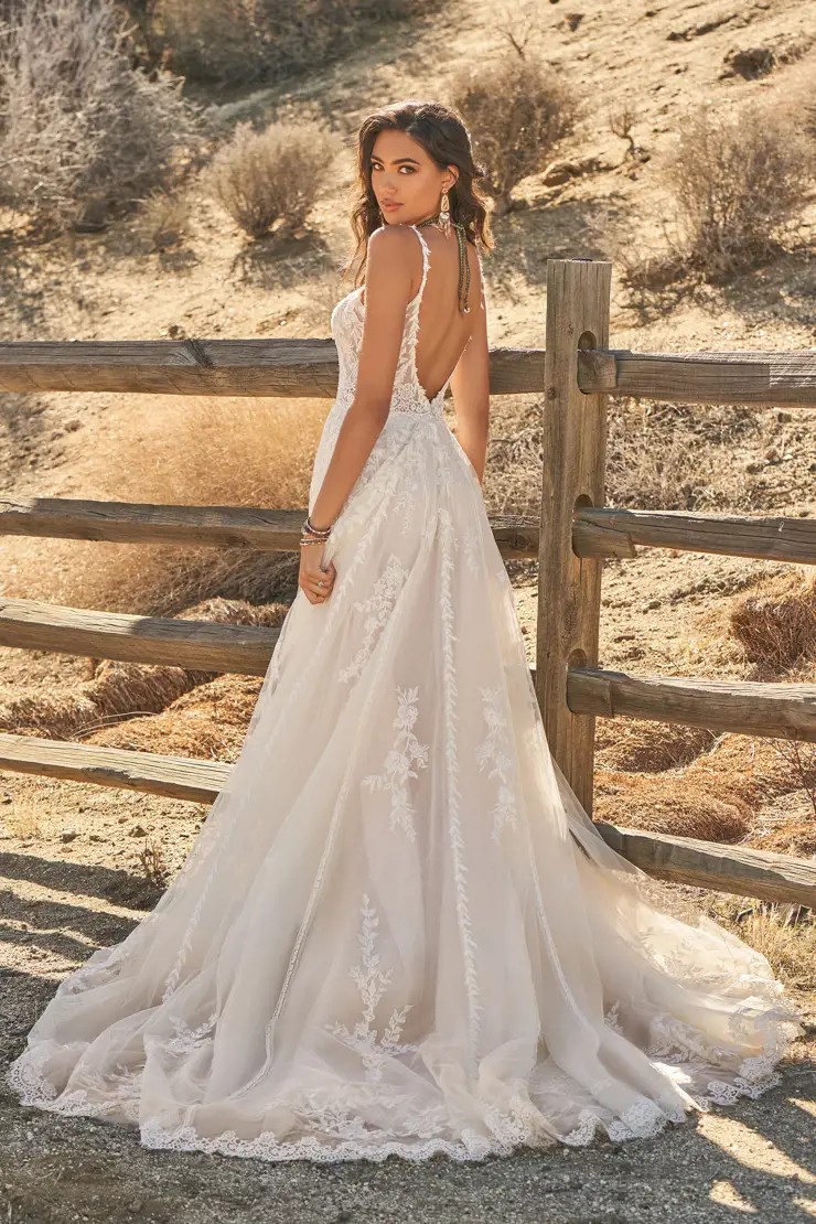 Model wearing a white gown