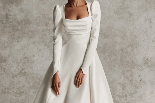 A winter ball gown mikado dress