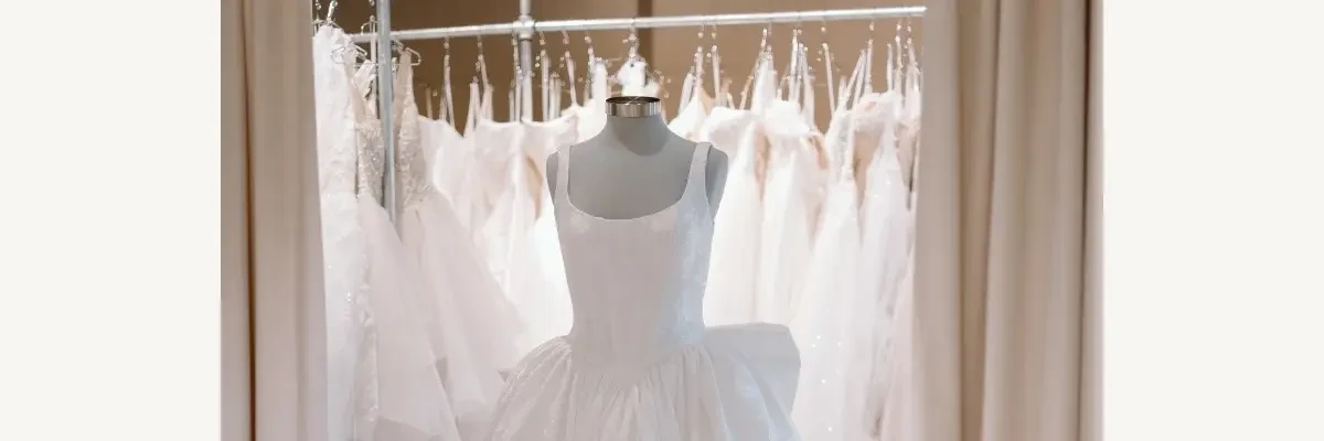 basque waist ball gown wedding dress at a bridal shop near lima ohio