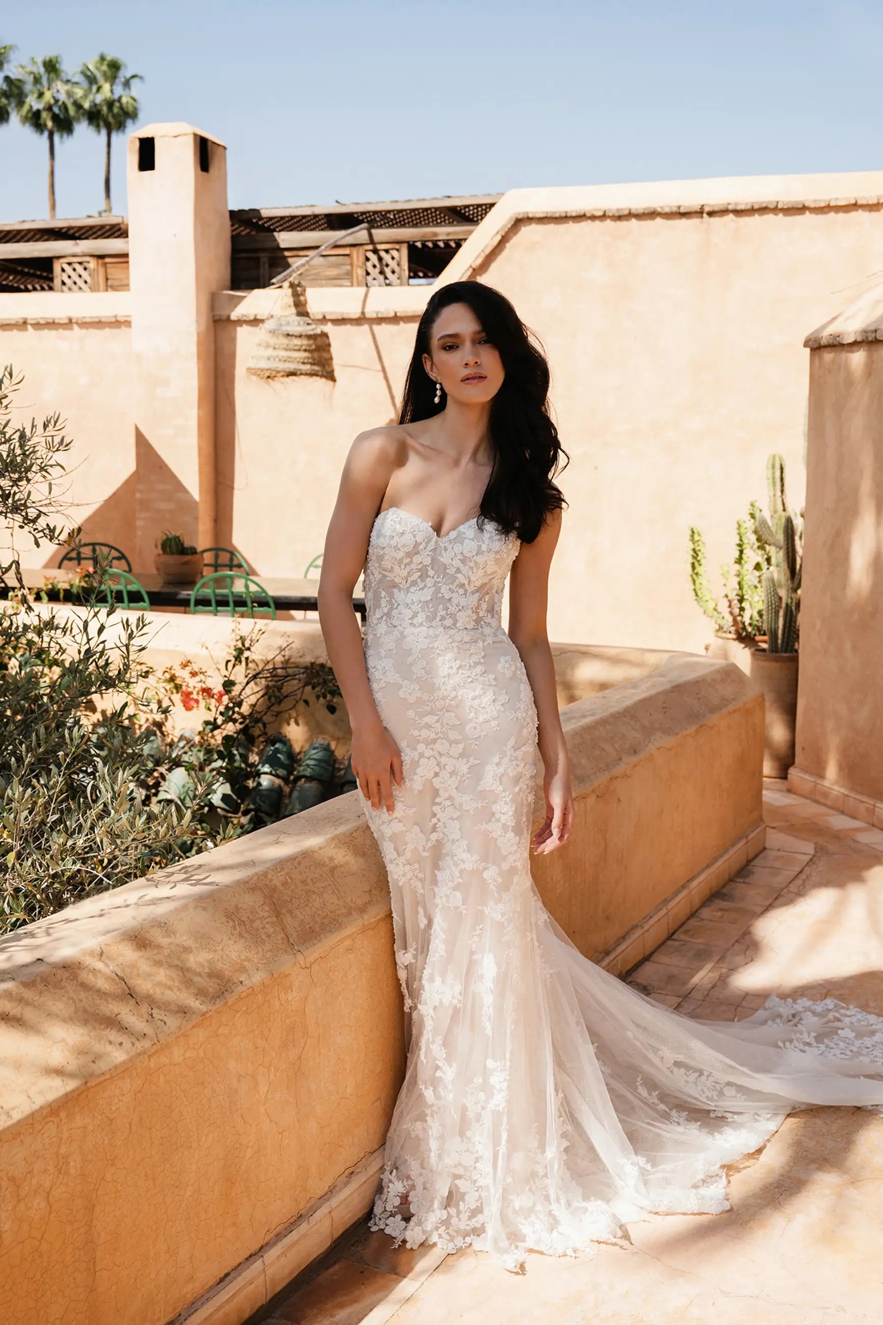 strapless sweetheart bridal gown with lace