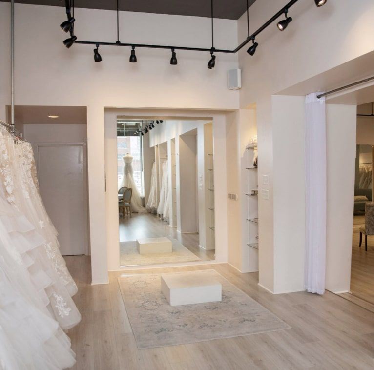 Bridal store image with dresses