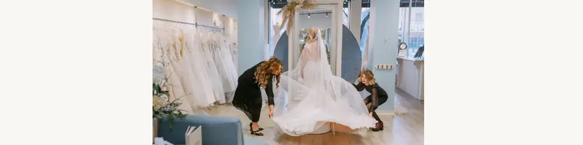 Bride trying on wedding dresses near Perrysburg OH