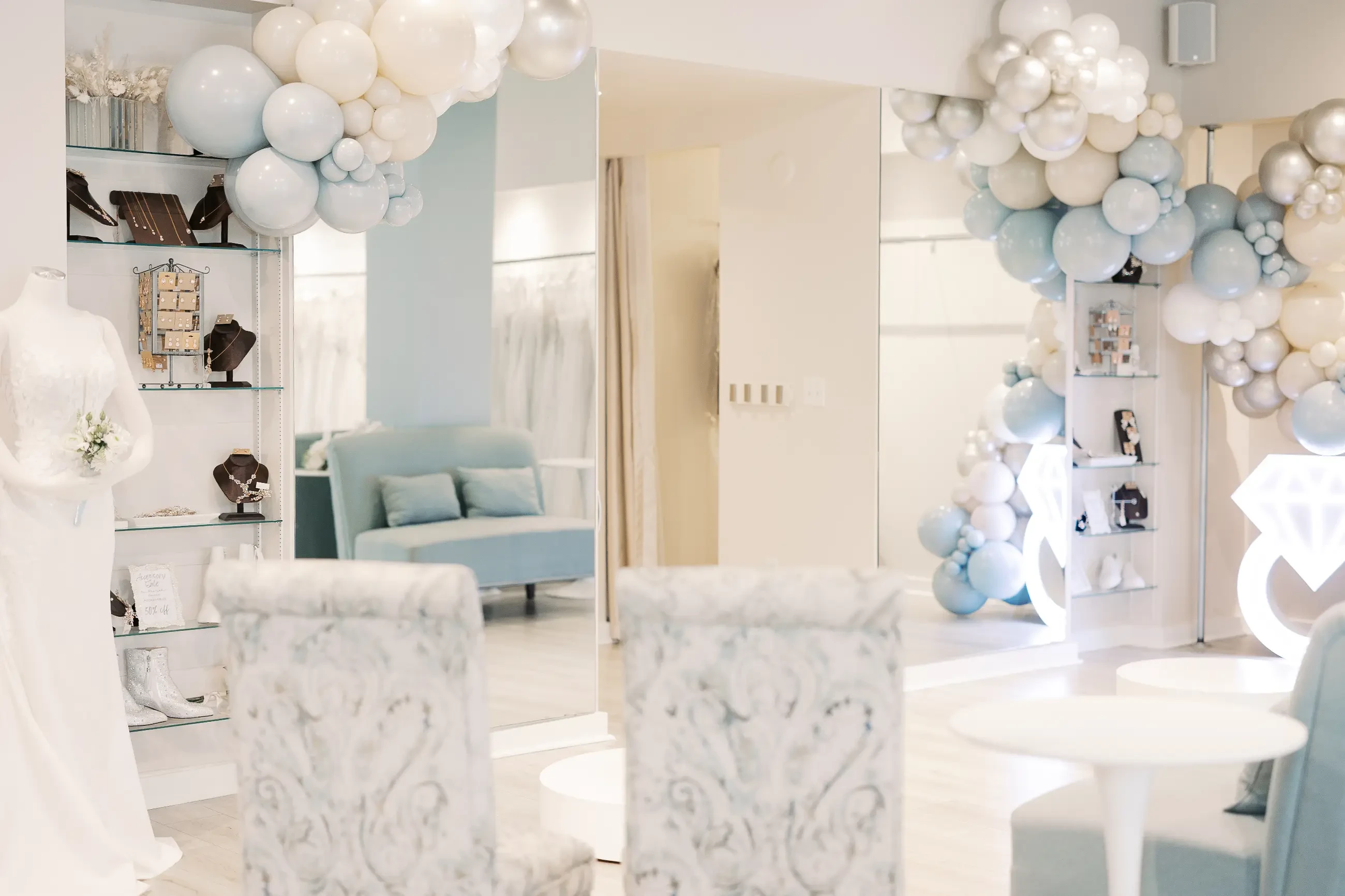 Try on area at Belle Amour bridal