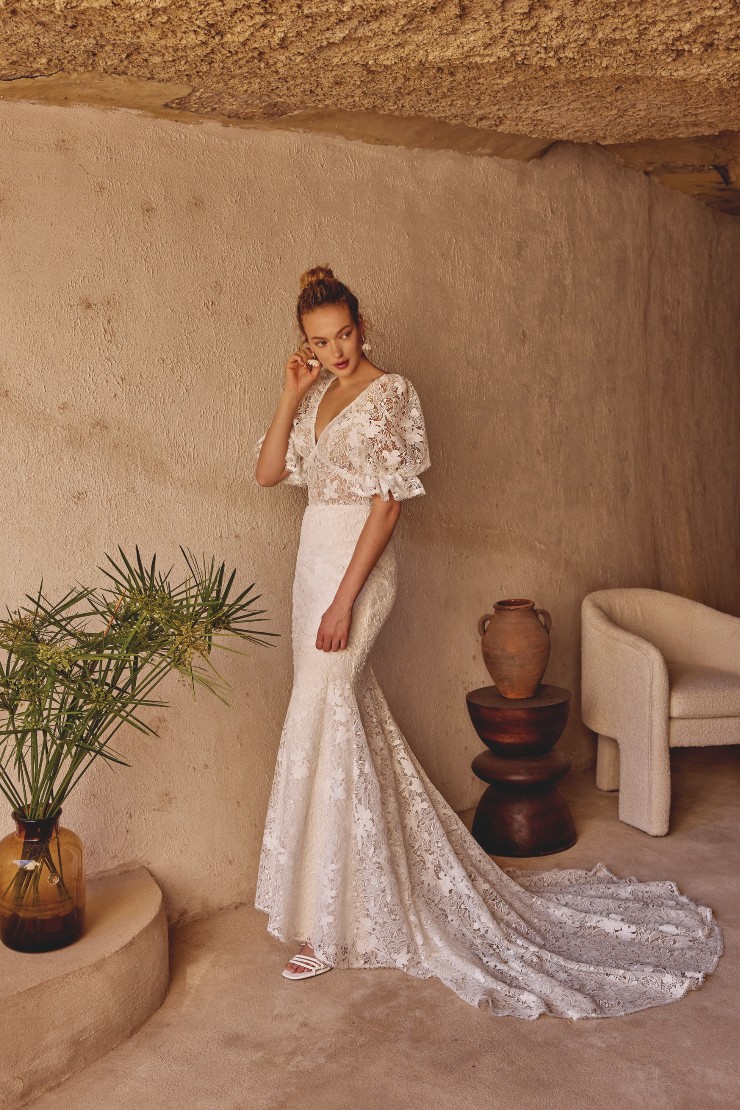 lillian west wedding dresses 66282 In Size 10 Luxe Redux Bridal Venice lace appliques blended with embroidered laser cut chiffon appliques adorn bodice Lillian West | Elizabeth of
