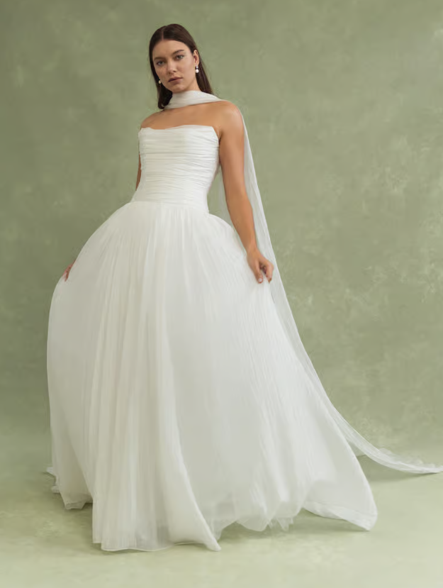 jenny yoo drop waist wedding dress Modern Fit Maxi Pleated Drop Waist Dress