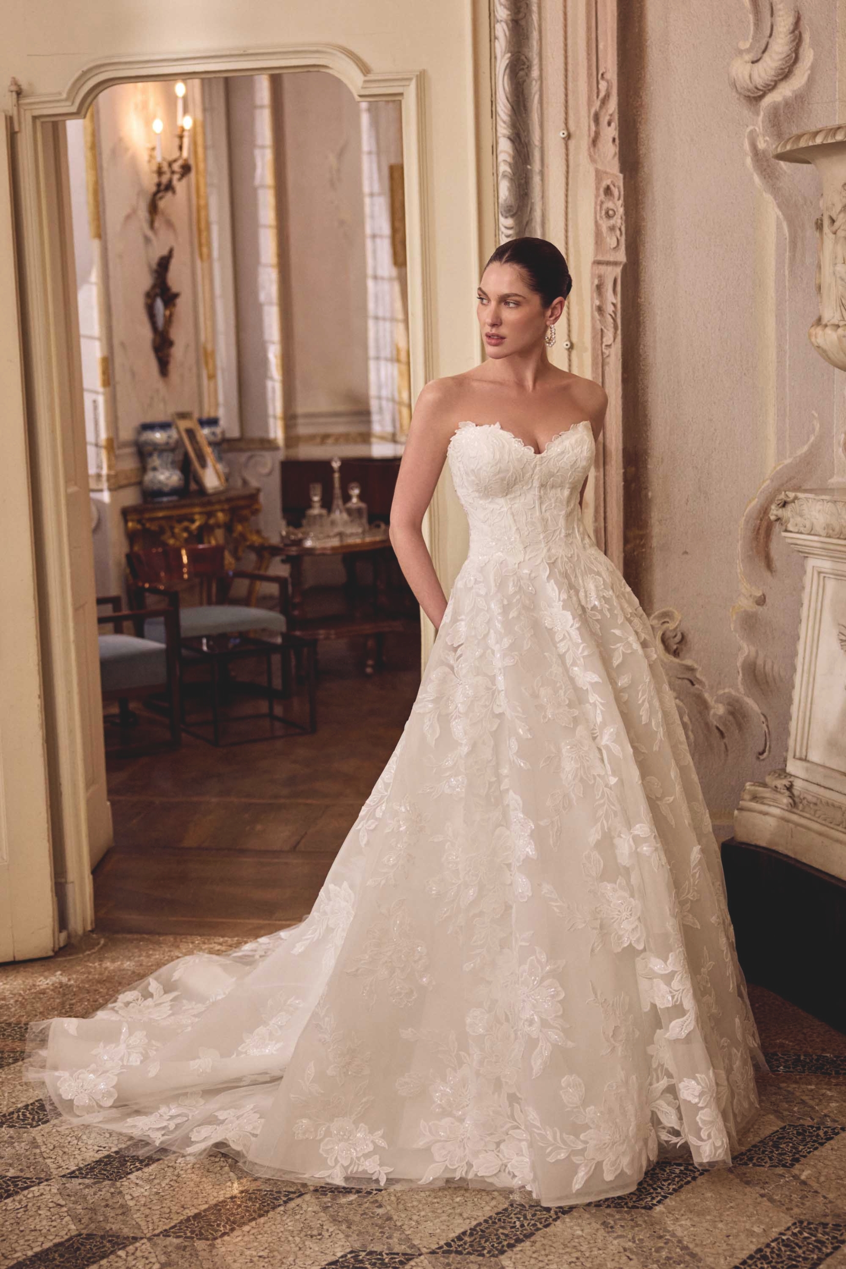 Designer wedding dress at Belle Amour Bridal South Bend Indiana