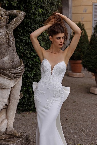 Justin Alexander 88383 dress & Bow #7 Ivory/Ivory/Latte thumbnail