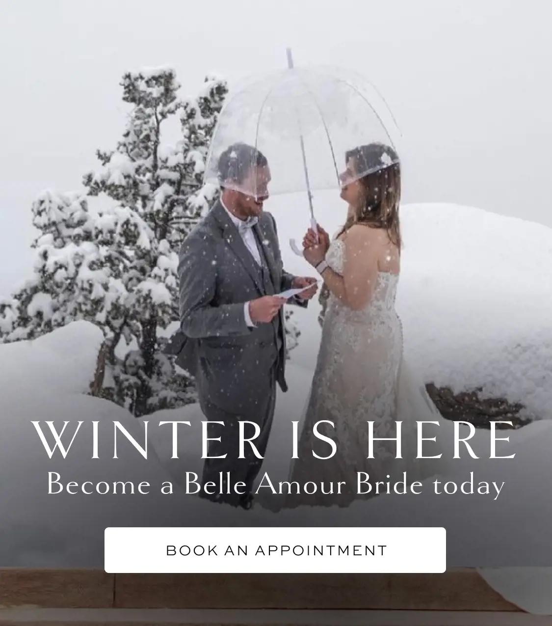 Winter wedding dresses at Belle Amour Bridal